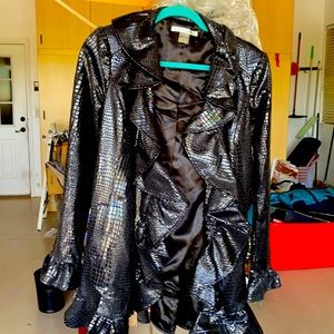 Black leather coat. New